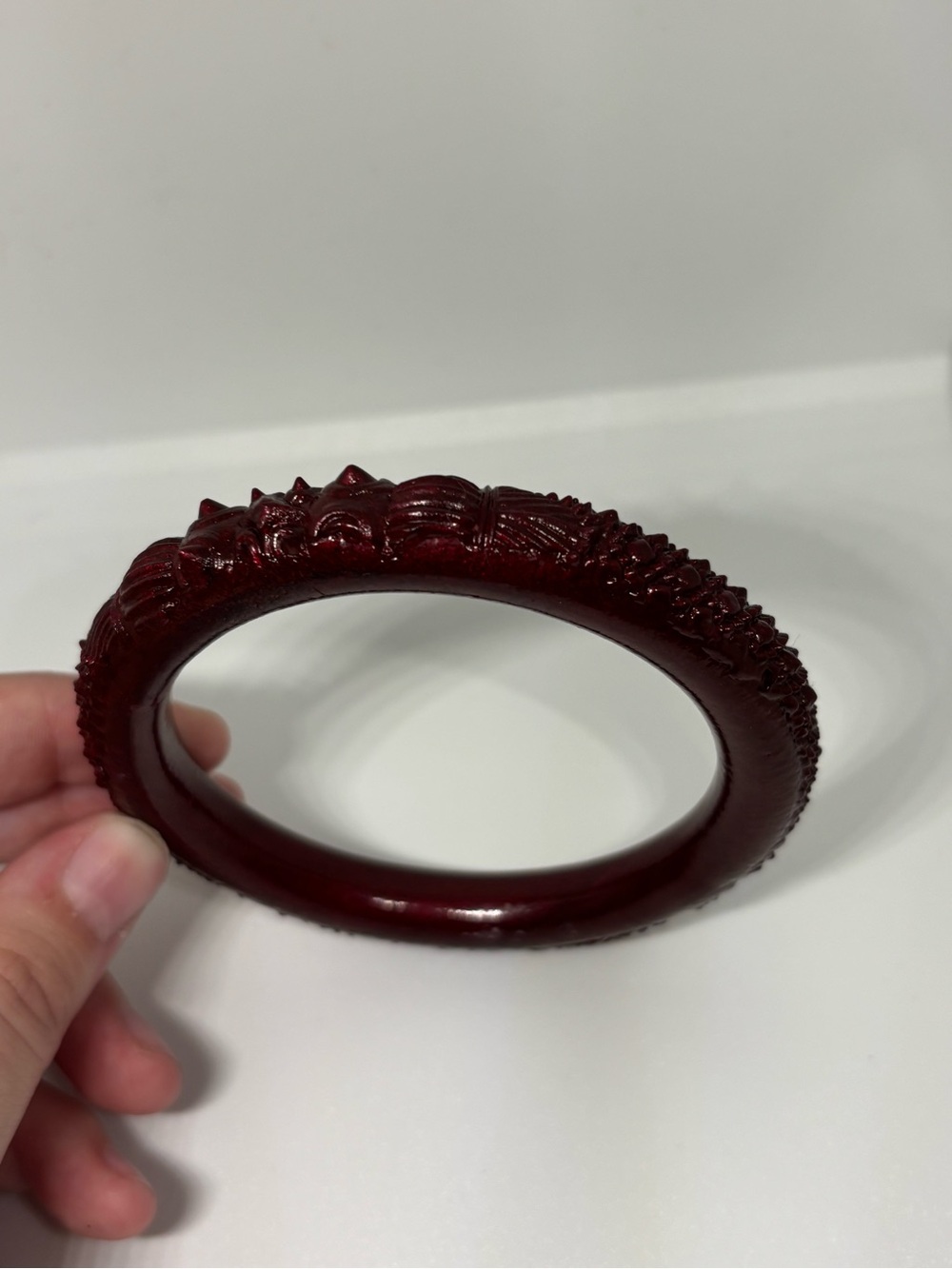 Cinnabar Red Dragon Bangle Bracelet